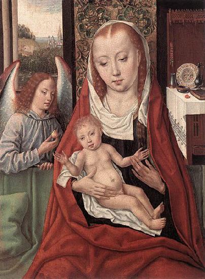 Master of the Saint Ursula Legend Virgin and Child with an Angel Germany oil painting art